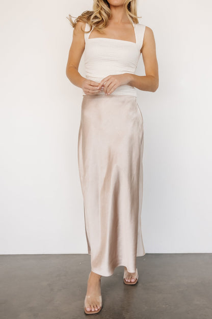 Celeste Satin Midi Skirt | Champagne