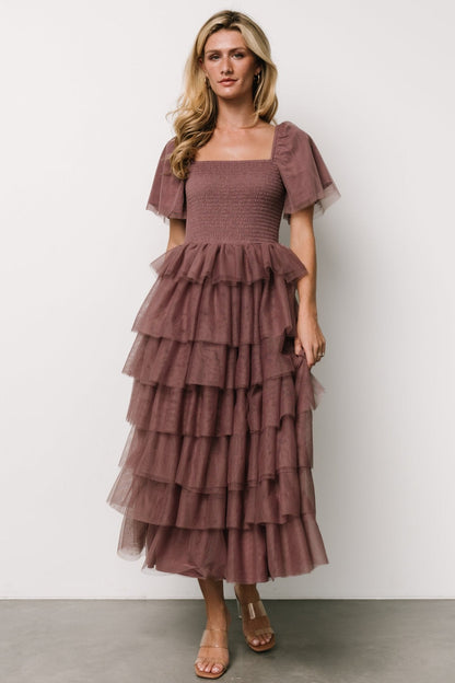 Cherise Tulle Tiered Dress | Dusty Lavender