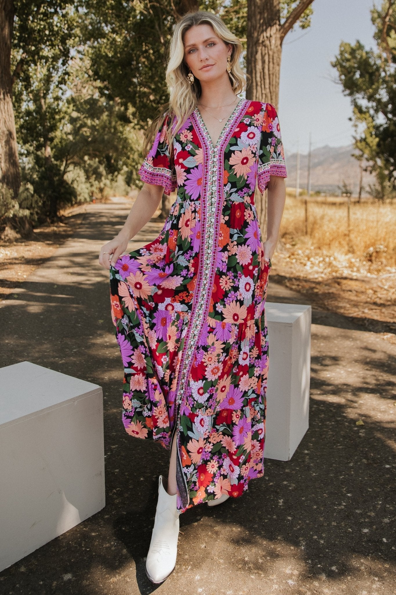 Cheryl Maxi Dress | Black Multi