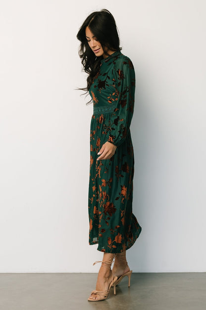 Christine Velvet Embossed Midi Dress | Jade