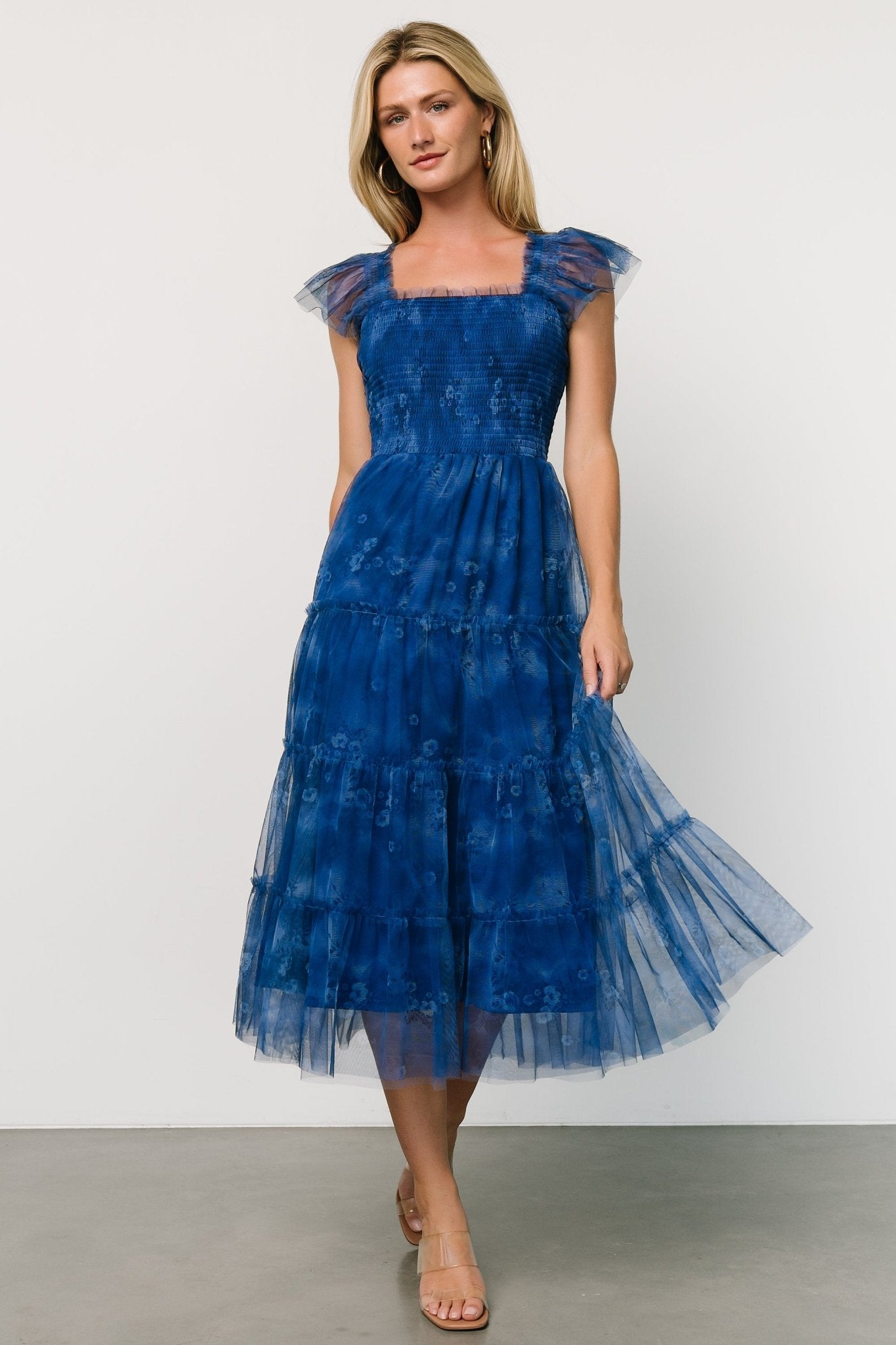 Clementine Tulle Midi Dress | Cobalt