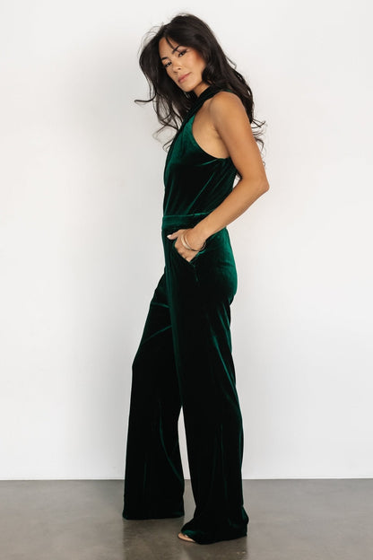 Cleopatra Velvet Jumpsuit | Dark Green
