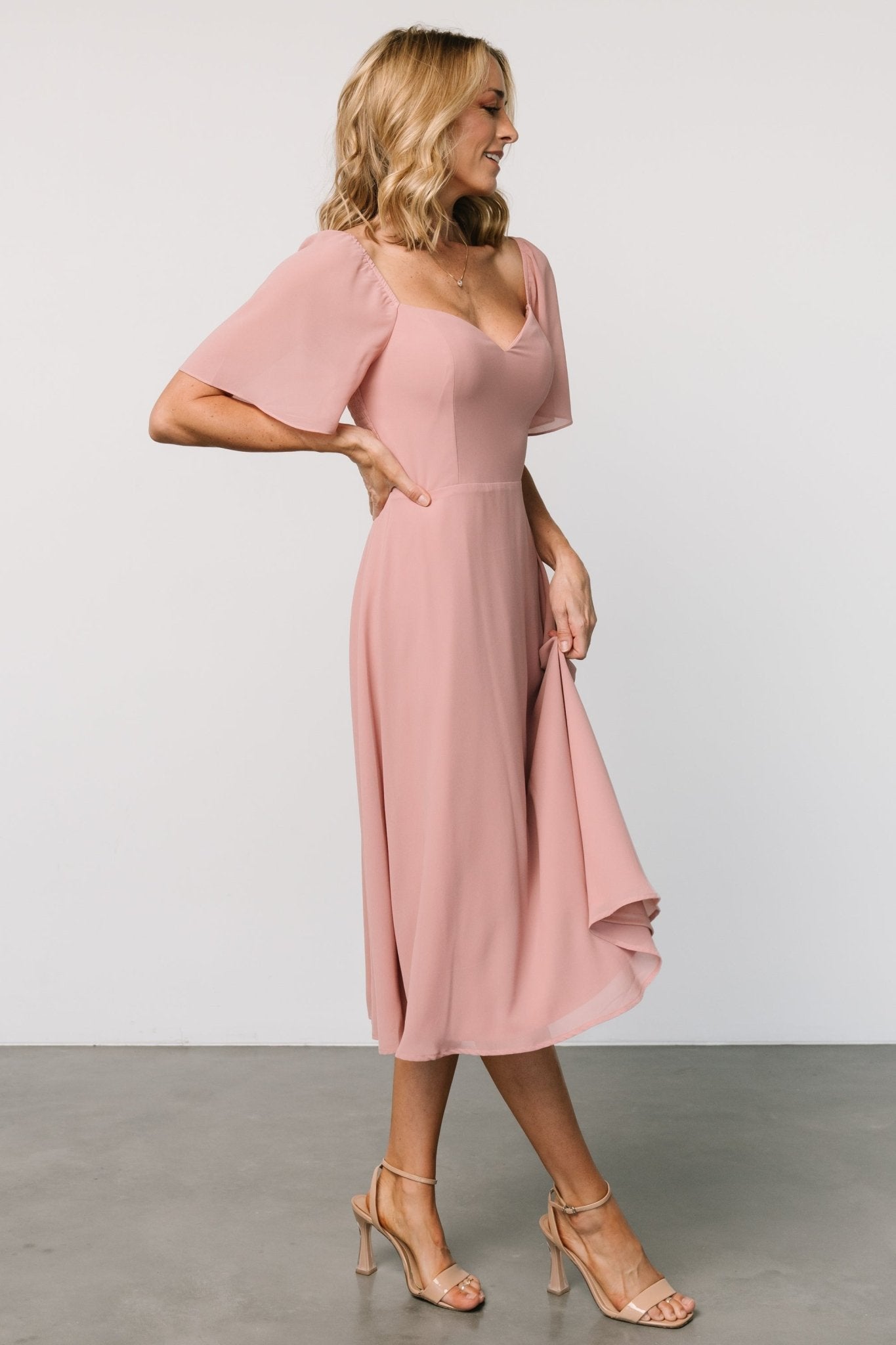 Colette Sweetheart Midi Dress | Blush