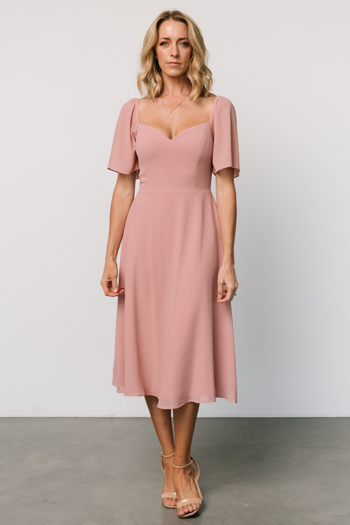 Colette Sweetheart Midi Dress | Blush