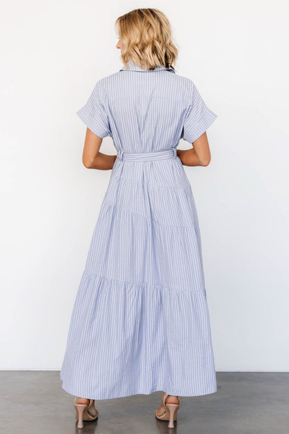 Covey Button Up Maxi Dress | Blue Stripe