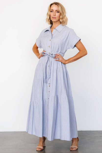 Covey Button Up Maxi Dress | Blue Stripe