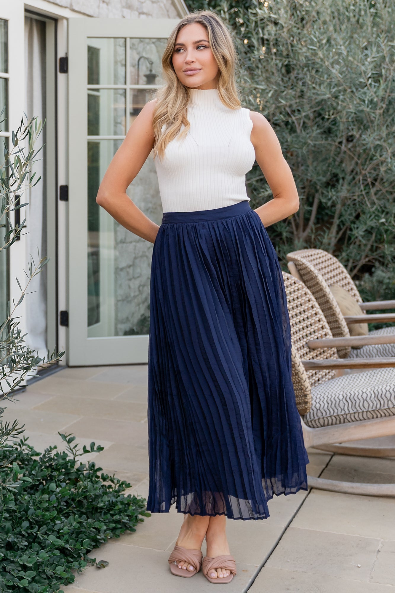 Cyra Midi Skirt | Navy