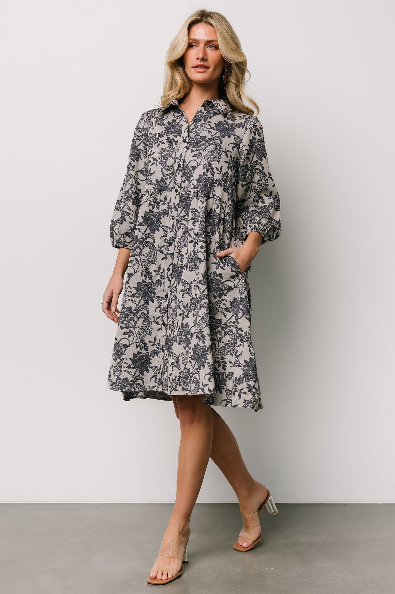 Dakota Babydoll Dress | Navy Print