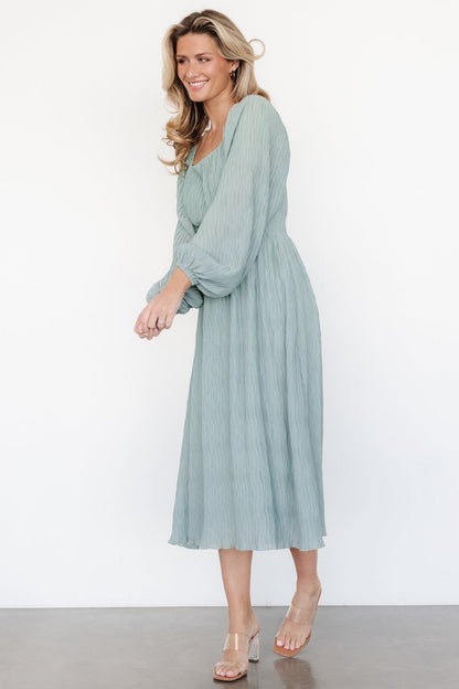 Dalton Pleated Midi Dress | Light Sage