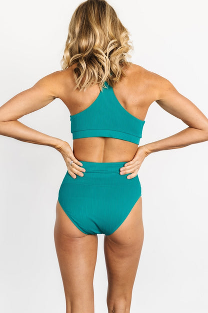 Del Mar Ribbed Bikini Bottom | Jade