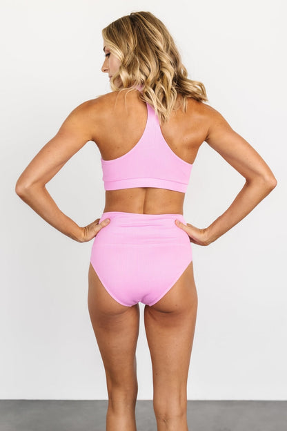 Del Mar Ribbed Bikini Top | Pink