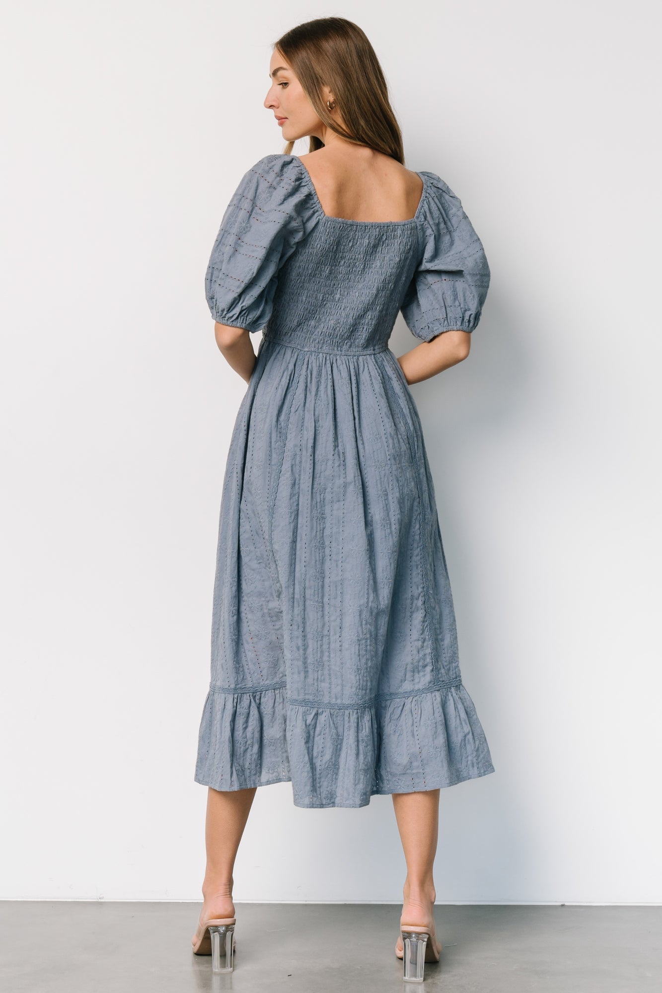 Delaney Eyelet Dress | Dusty Blue