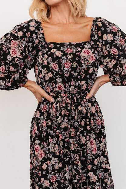Della Dress | Black Multi Floral