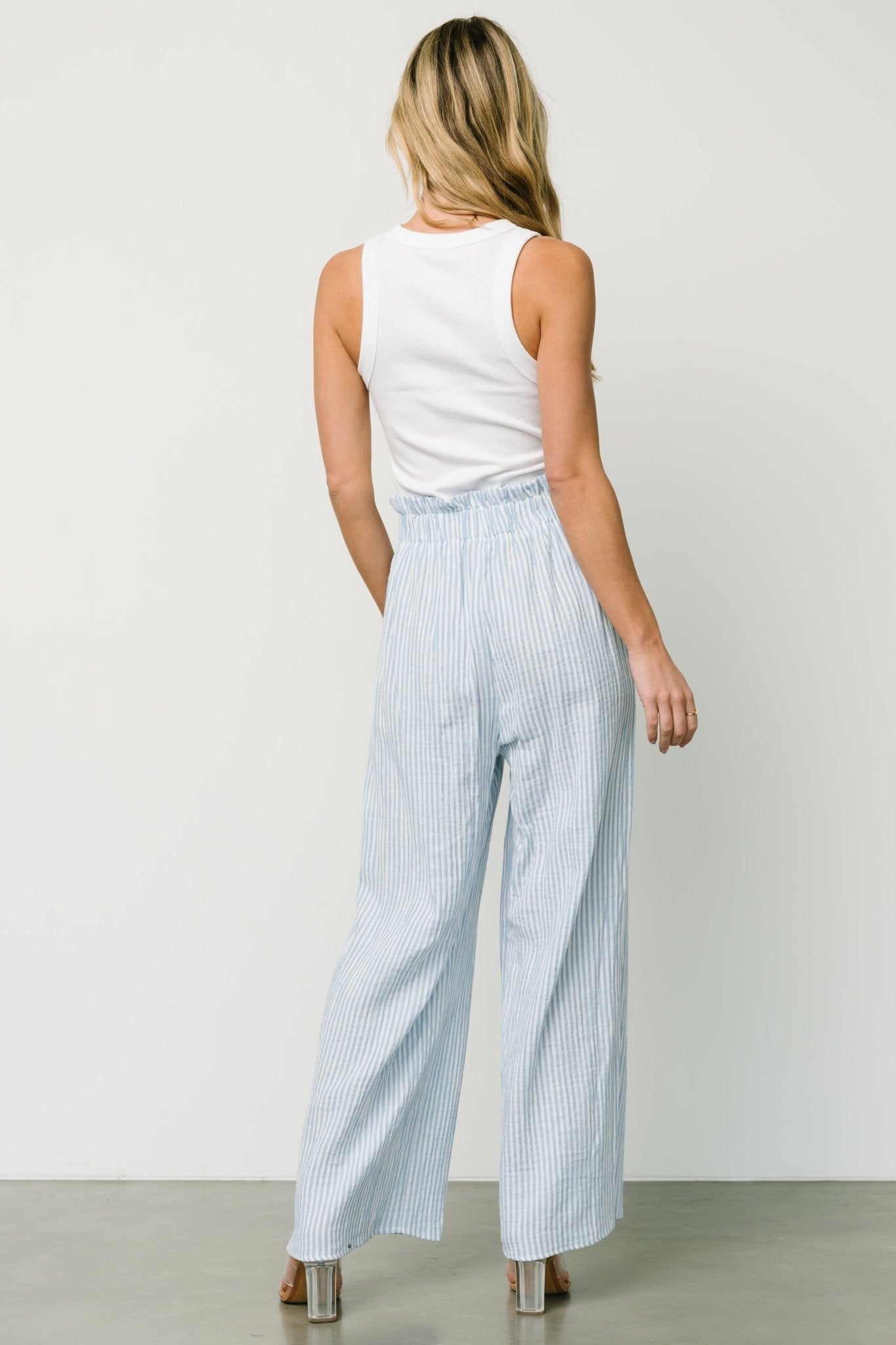 Delphi Wide Leg Pants | Blue Stripe