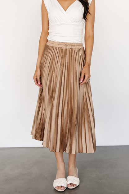 Demetria Pleated Midi Skirt | Light Bronze