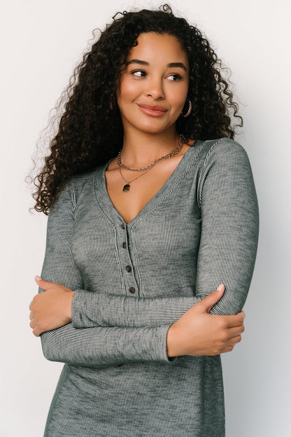 Denver Ribbed Midi Dress | Heathered Jade