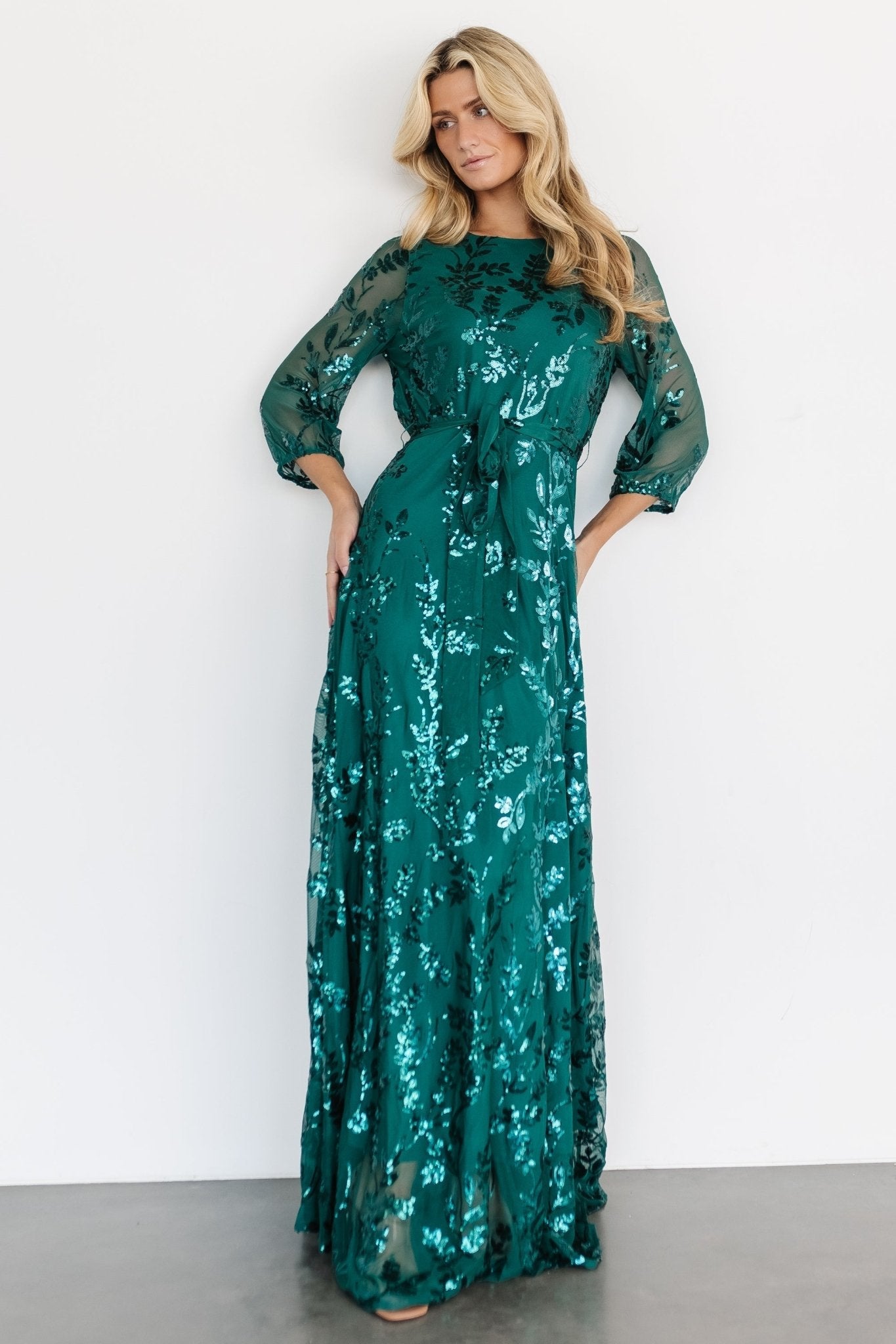 Destiny Sequin Maxi Dress | Emerald