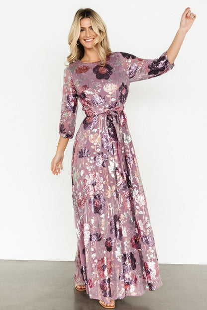 Destiny Sequin Maxi Dress | Lilac Floral