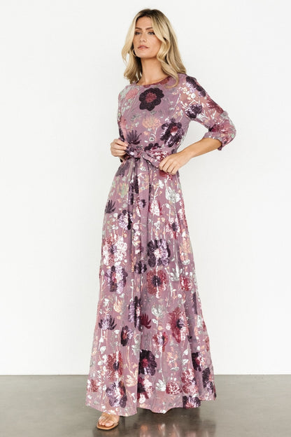 Destiny Sequin Maxi Dress | Lilac Floral