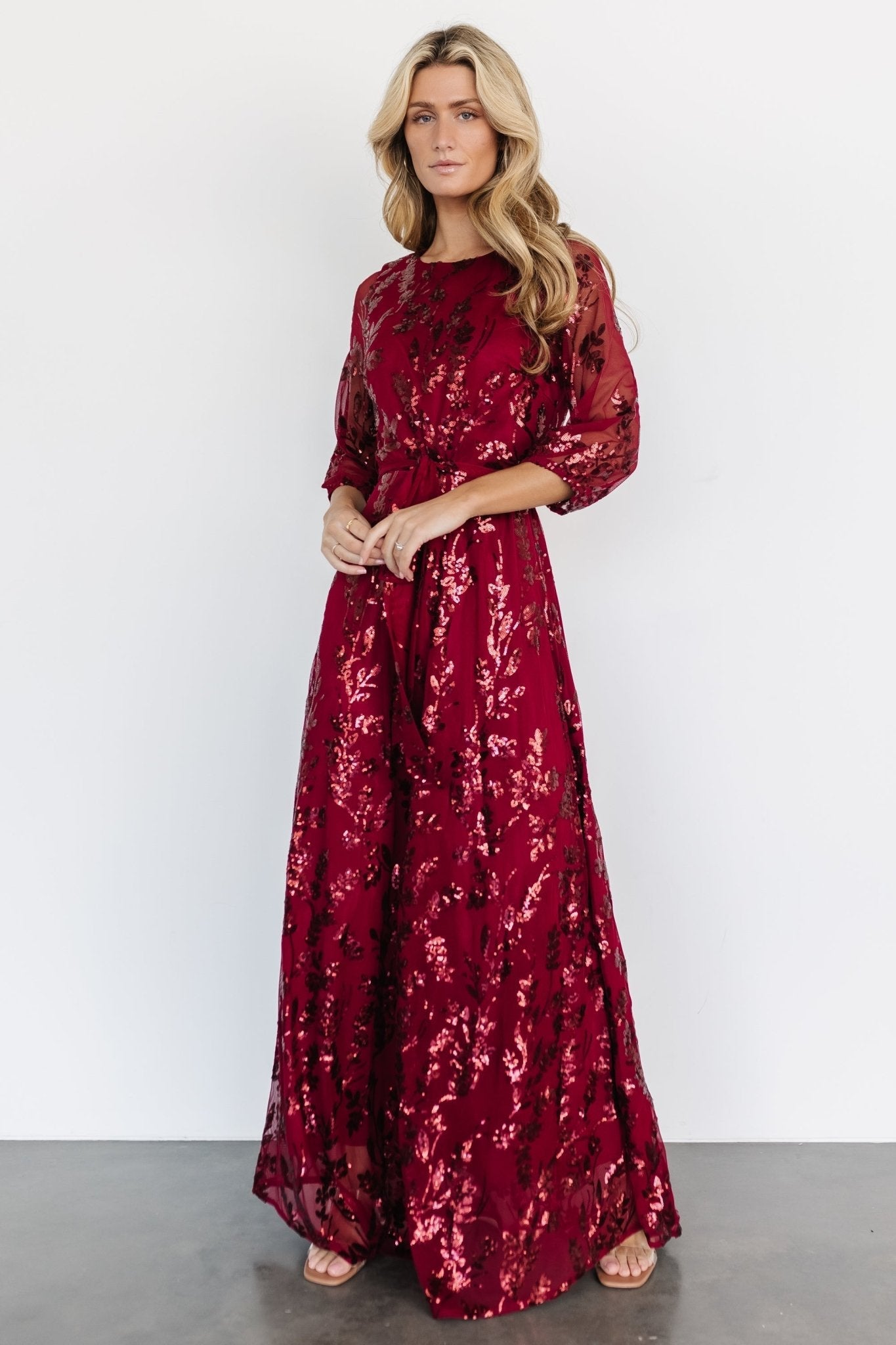 Destiny Sequin Maxi Dress | Wine