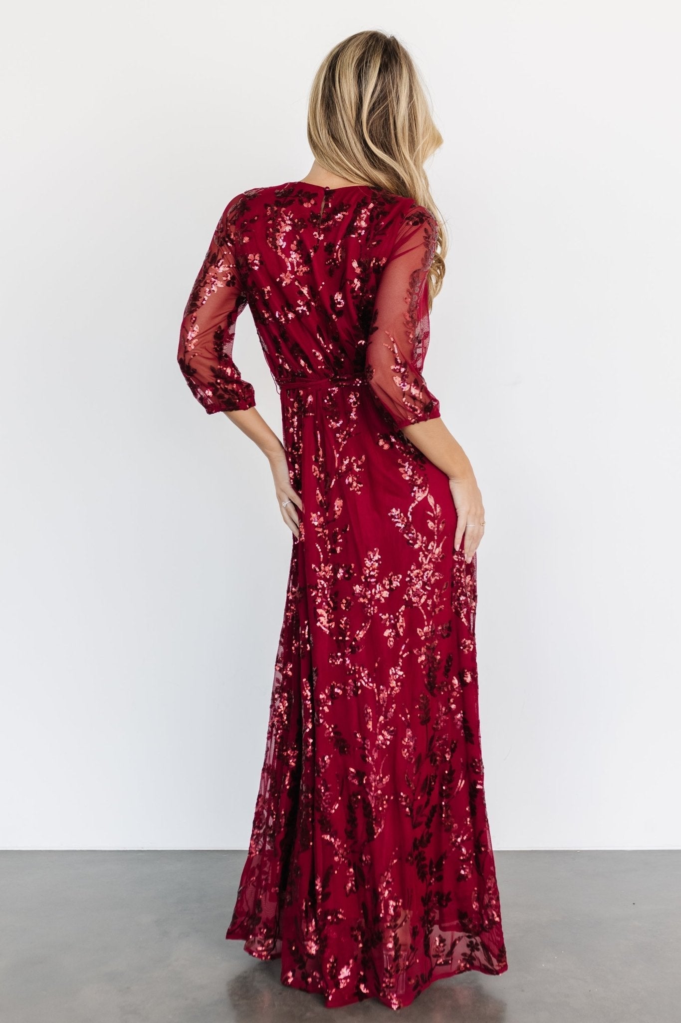 Destiny Sequin Maxi Dress | Wine