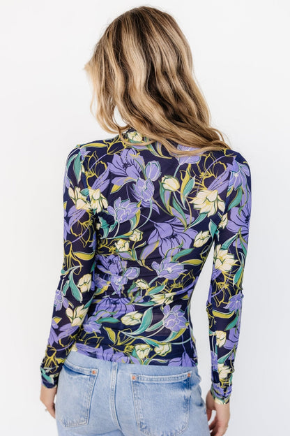 Dom Sheer Top | Navy Multi