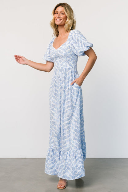 Durban Maxi Dress | Dusty Blue Print