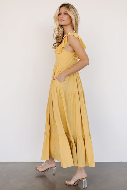 Ellie Ruffle Top Dress | Golden Yellow