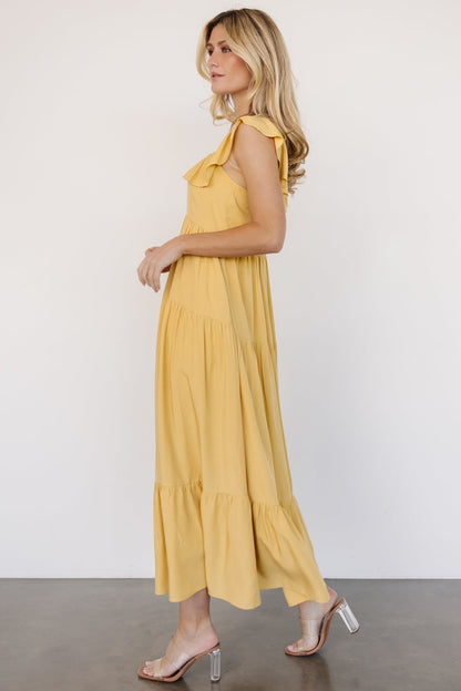 Ellie Ruffle Top Dress | Golden Yellow
