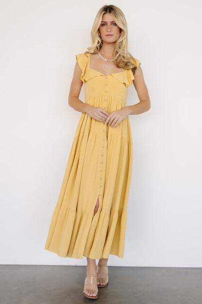 Ellie Ruffle Top Dress | Golden Yellow