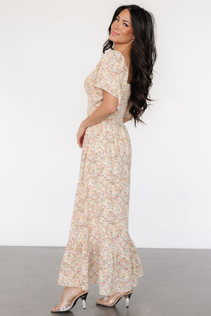 Ellory Smocked Midi Dress | Golden Multi Floral