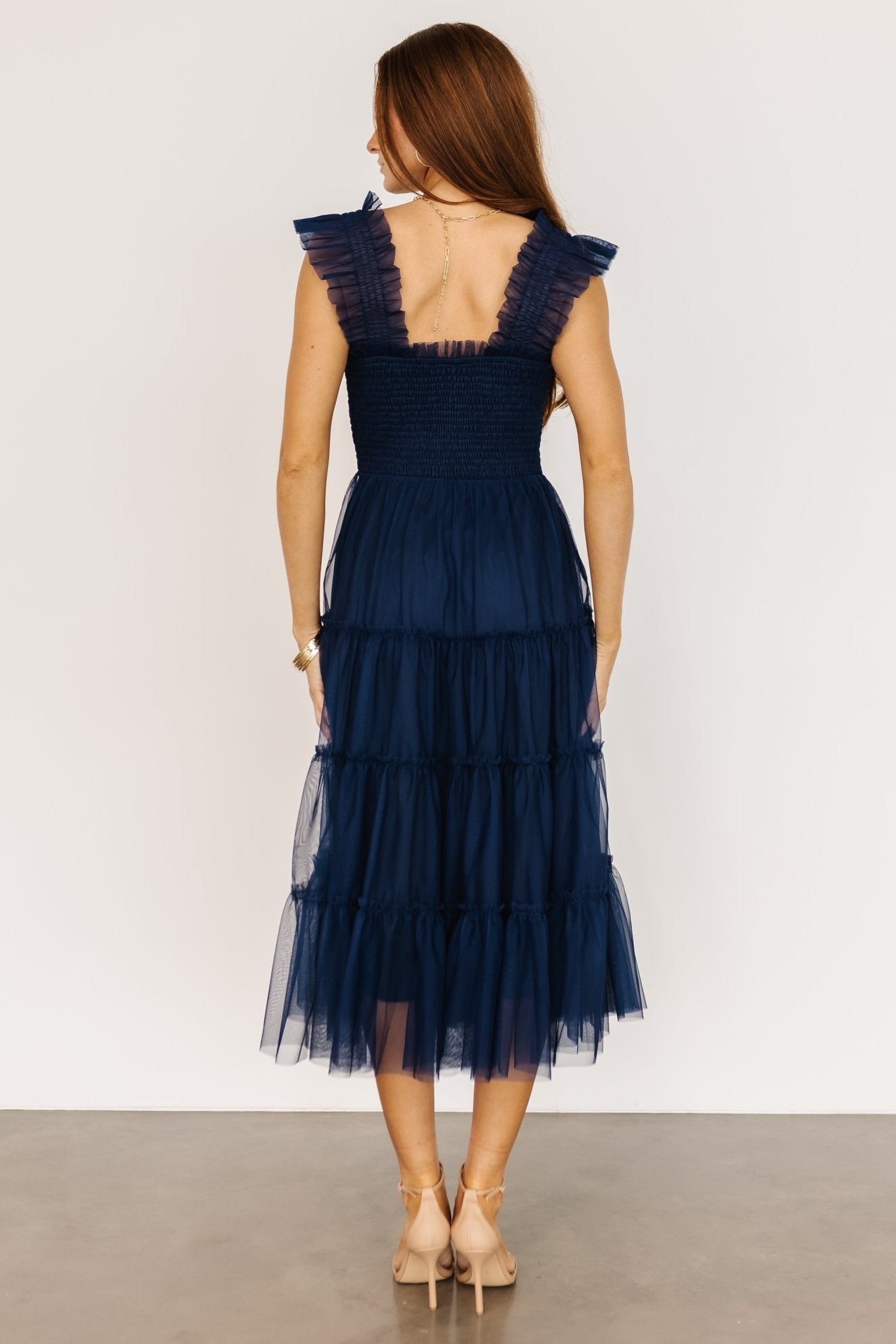 Emma Smocked Tulle Dress | Navy