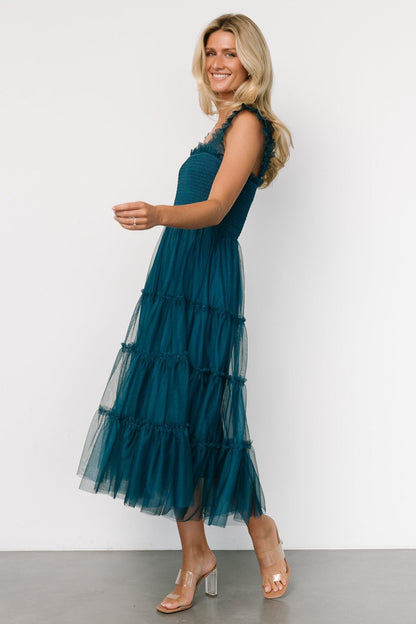 Emma Smocked Tulle Dress | Teal