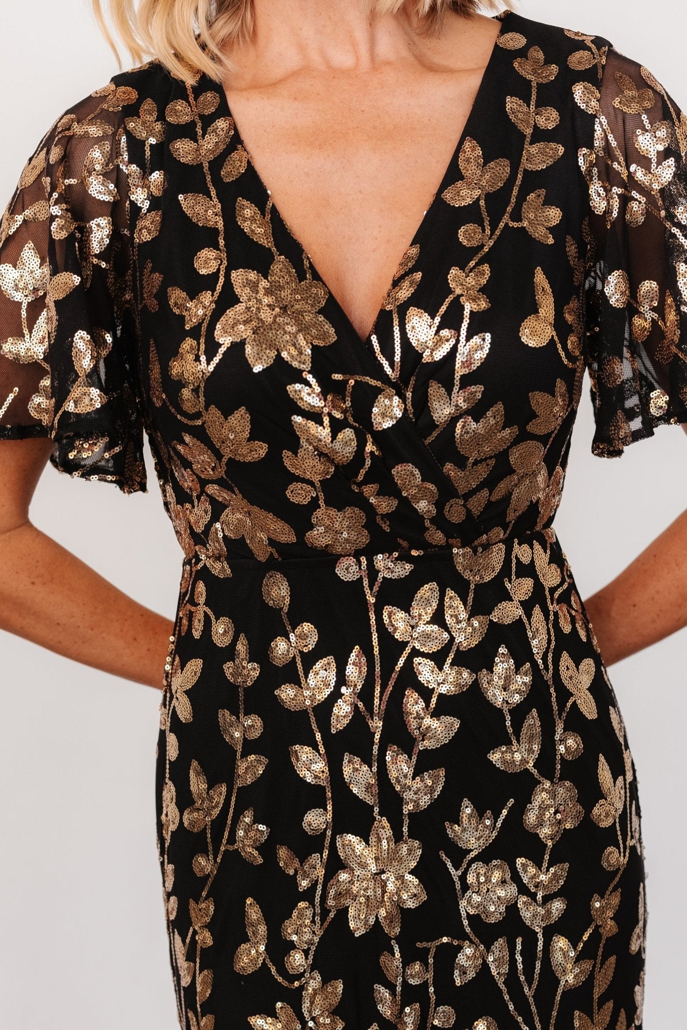 Esme Sequin Dress | Black + Gold