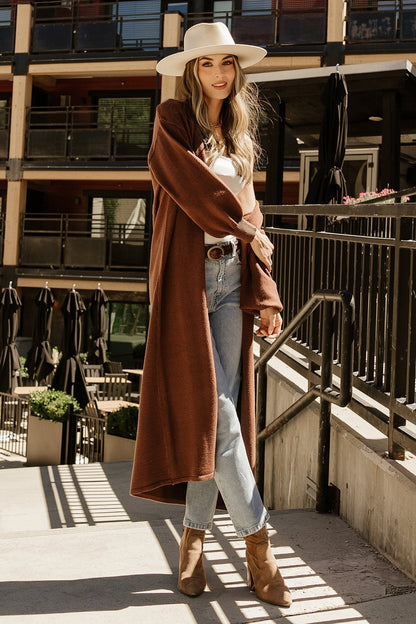 Ethel Long Cardigan | Dark Brown