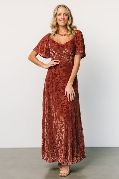 Everley Velvet Maxi Dress | Cinnamon