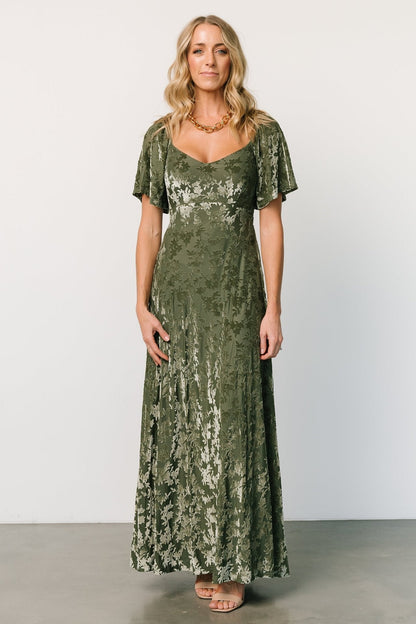 Everley Velvet Maxi Dress | Dark Sage