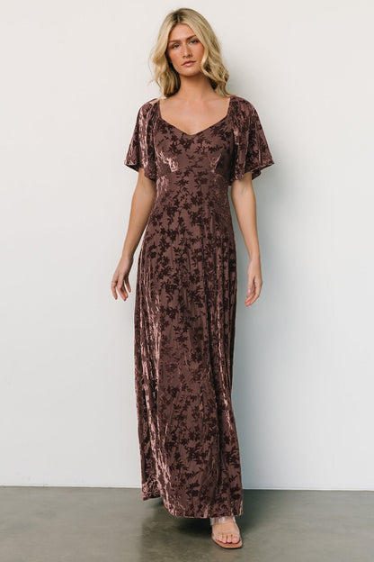 Everley Velvet Maxi Dress | Espresso