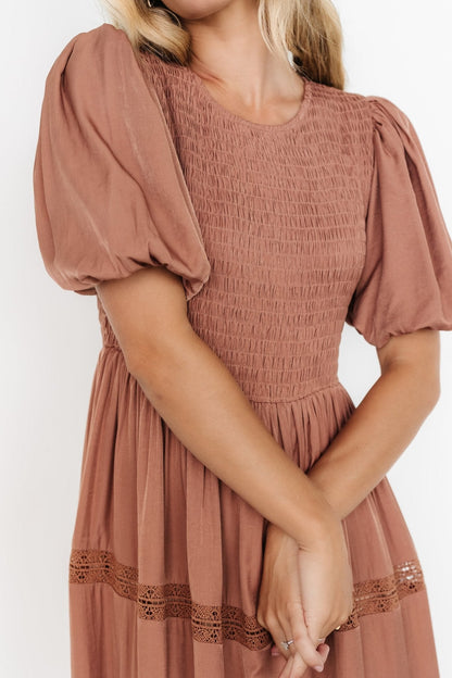 Finley Smocked Midi Dress | Light Copper