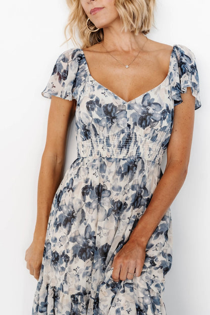 Genevive Maxi Dress | Cream + Blue Floral