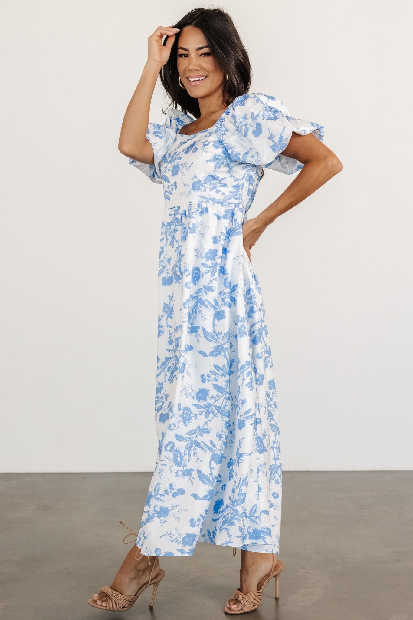 Graceland Maxi Dress | White + Blue Floral