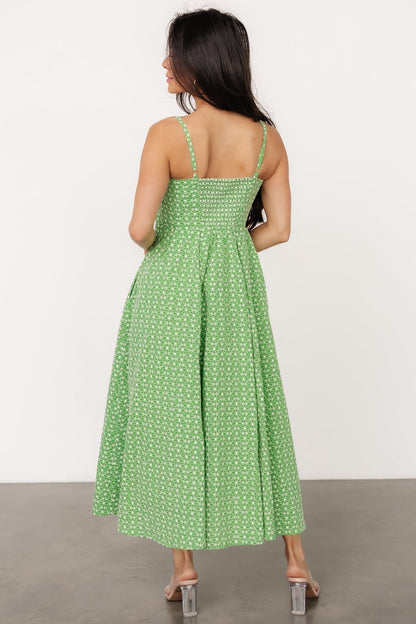 Gracelyn Embroidered Sweetheart Dress | Green Floral