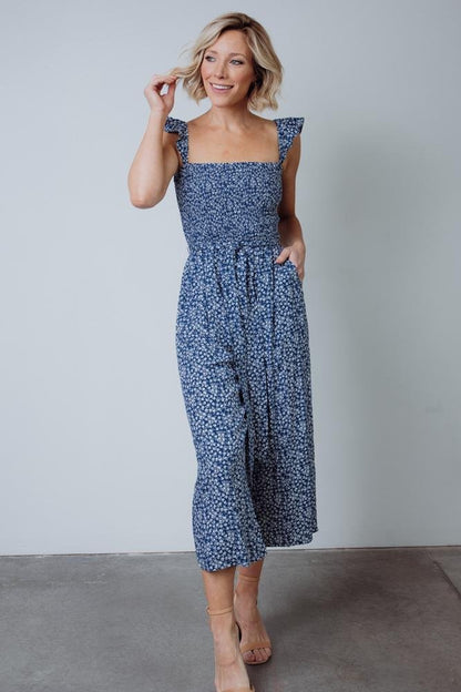 Hadley Smocked Jumpsuit | Navy