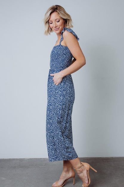 Hadley Smocked Jumpsuit | Navy