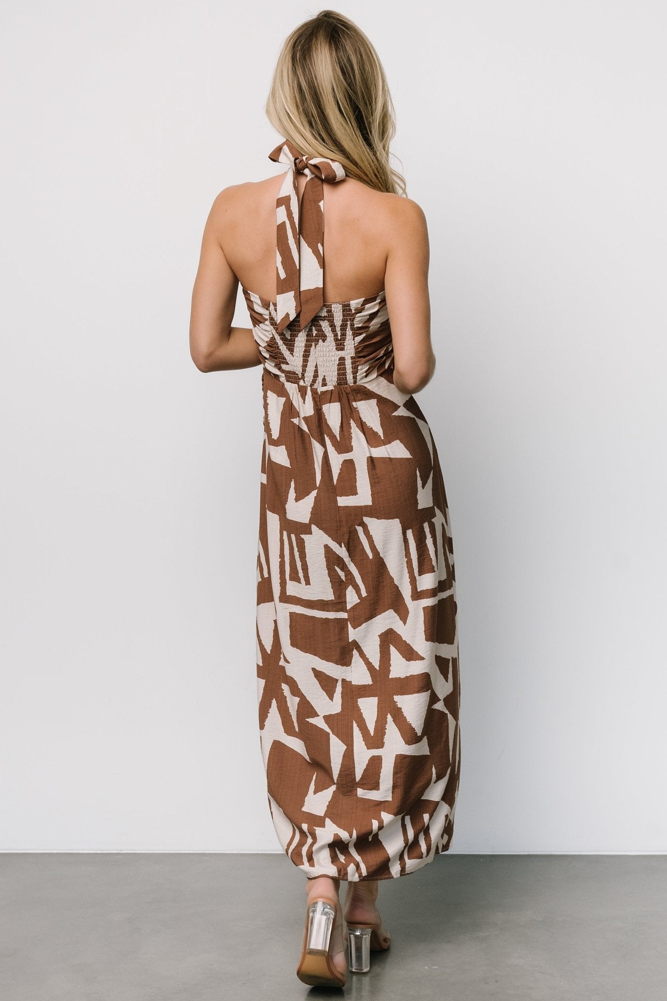 Halin Halter Dress | Brown + Natural Print