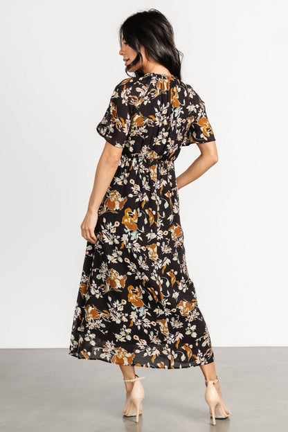 Hathaway Midi Dress | Black Floral