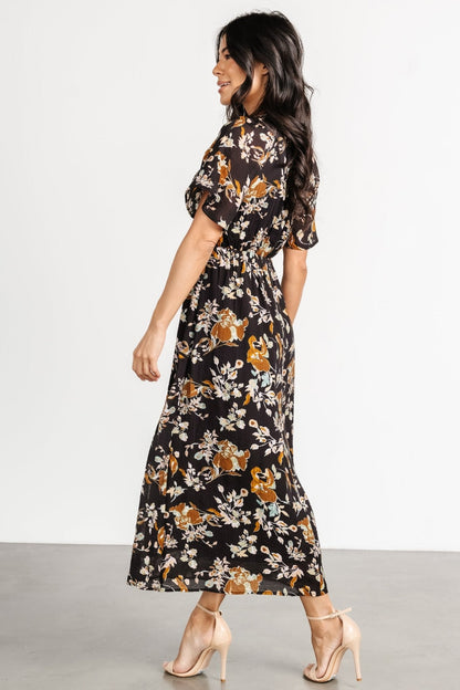 Hathaway Midi Dress | Black Floral