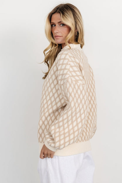 Hendrix Diamond Knit Sweater | Taupe