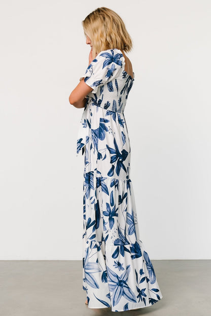 Hilaria Maxi Dress | White + Blue