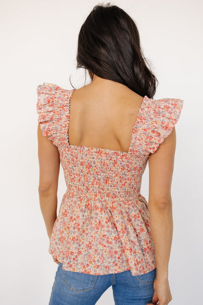 Ida Peplum Top | Pink Multi Floral